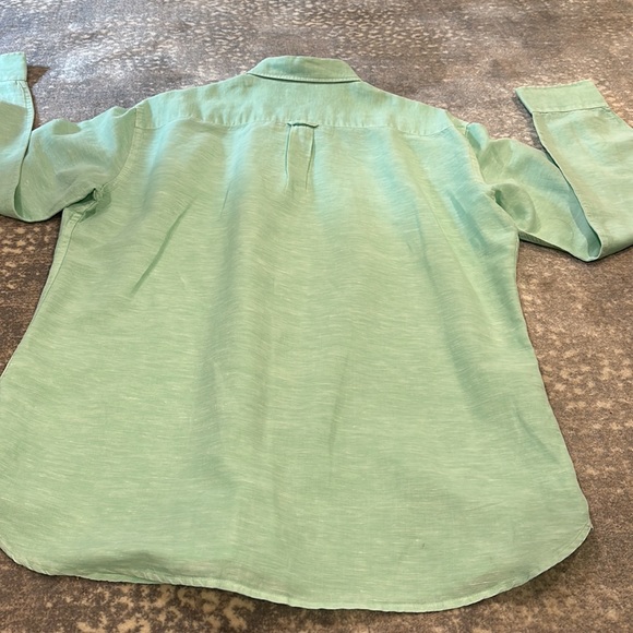 PETER MILLAR LIGHT GREEN LINEN SILK AND COTTON MENS SHIRT - Picture 6 of 13